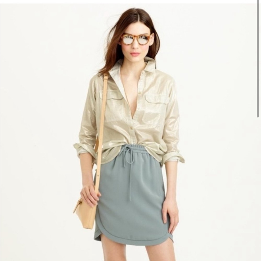 Fabulous JCrew Gold Champagne Button Up Shirt Size 8